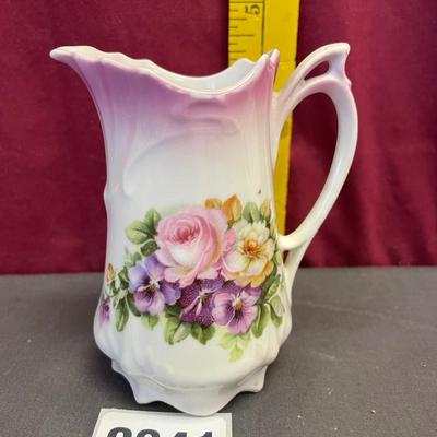 Vtg small pitcher with pink and yellow roses