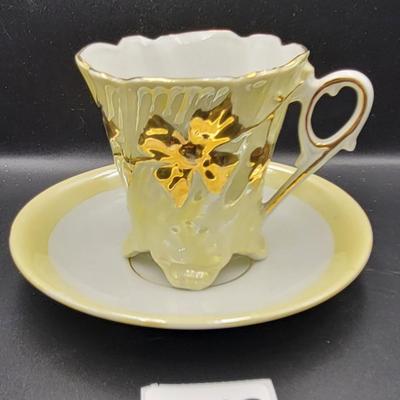 Victorian Iridescent Cup and Saucer