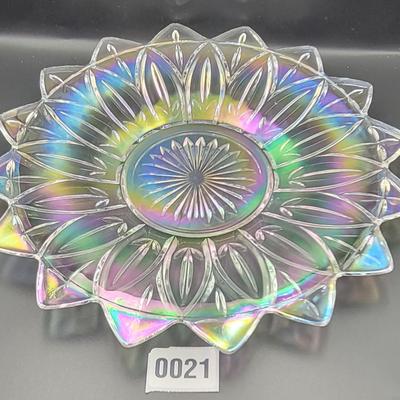 Vintage Federal Glass Iridescent Sunburst Plate