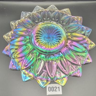 Vintage Federal Glass Iridescent Sunburst Plate