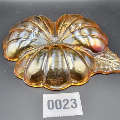 Vintage Jeanette Cloverleaf ridescent Glass Dish