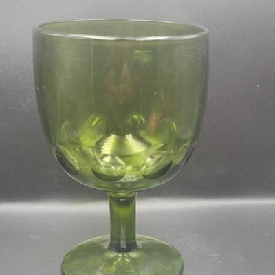 Vintage Green Thumb Print Water Glass