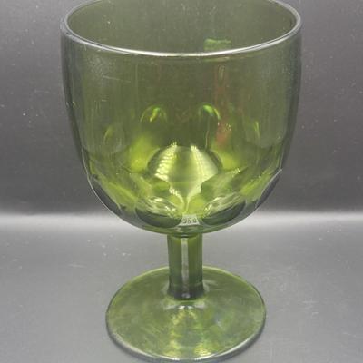 Vintage Green Thumb Print Water Glass