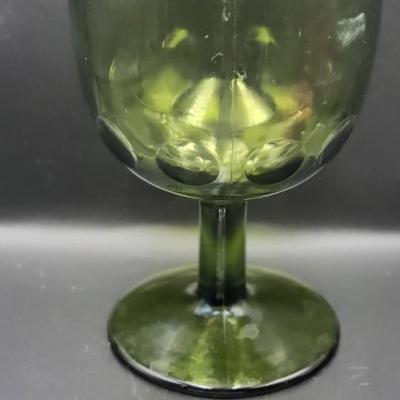 Vintage Green Thumb Print Water Glass