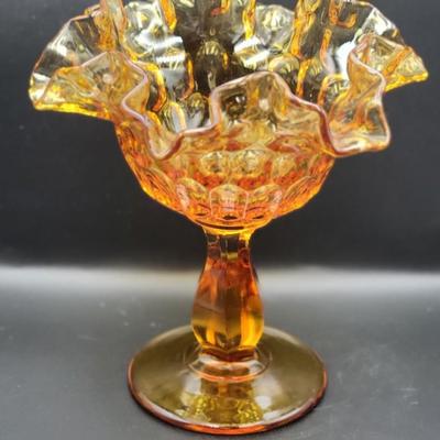 Fenton Thumb Print Amber Glass