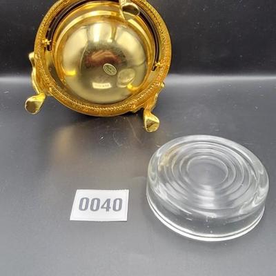 Vintage Gold Toned Roll Top Butter / Caviar Dish