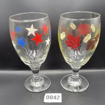 Vintage Patriotic and Autumn Themed Goblets