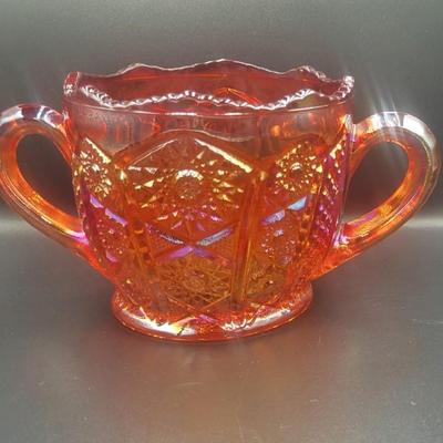 Vintage Imperial Carnival Glass Iridescent Sugar Dish