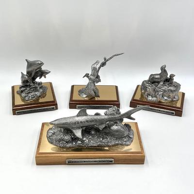 MICHAEL RICKER ~ Limited Edition ~ Four (4) Coastal Pewter Sculptures ~ New In Box ~ *Read Details