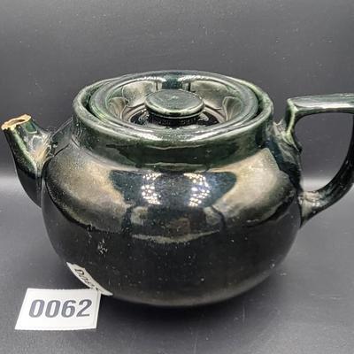 Vintage Green Ceramic Tea Pot