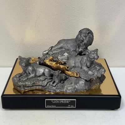 MICHAEL RICKER ~ Limited Edition ~ â€œLion Prideâ€ Pewter Sculpture ~ New In Box