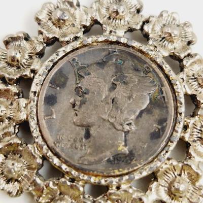 1942 MERCURY DIME PENDANT & NECKLACE