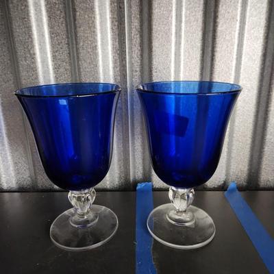 Blue glass wine cups