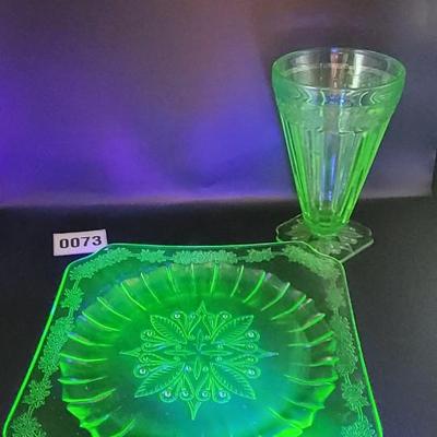 3 Pcs Uranium Glassware Adam by Jeanette