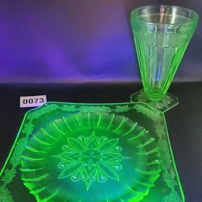3 Pcs Uranium Glassware Adam by Jeanette