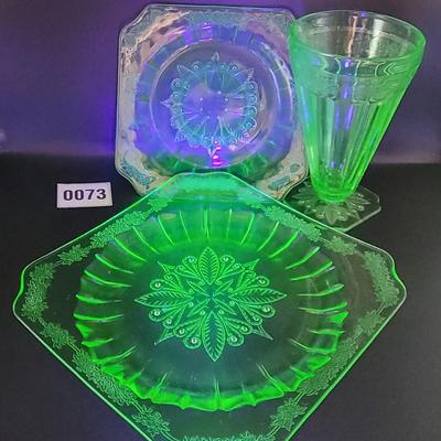 3 Pcs Uranium Glassware Adam by Jeanette