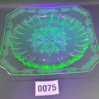3 Pc Uranium Glass Lot Adam by Jeanette