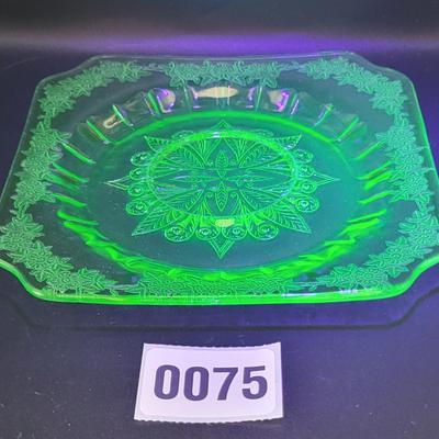 3 Pc Uranium Glass Lot Adam by Jeanette