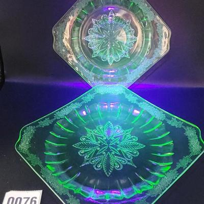 Vintage 3 Pc Uranium Glassware Lot Adam by Jeanette