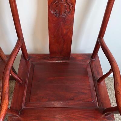 LOT  5R: Vintage Red Lacquer Arm Chairs