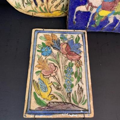 LOT 32R: Vintage Hand Painted Pottery Glazed Ceramic Tiles
