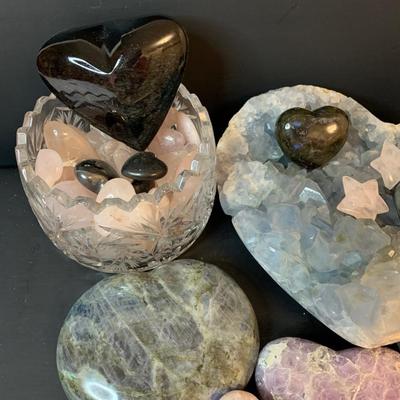 LOT 36R: Heart Shaped  Healing Crystals,Polished Stones & More