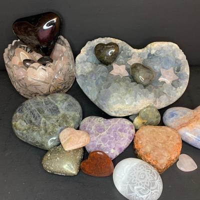 LOT 36R: Heart Shaped  Healing Crystals,Polished Stones & More