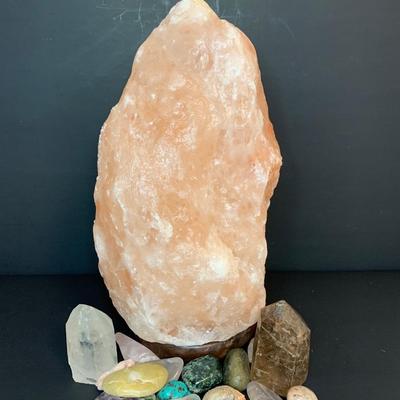 LOT 43R Natural  Himalayan Salt Lamp & Other Natural/Polished Stones