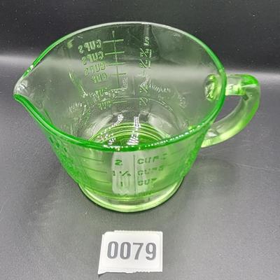 Beautiful Vintage Uranium Glass Measuring Cup and Juicer