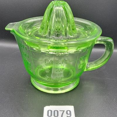 Beautiful Vintage Uranium Glass Measuring Cup and Juicer
