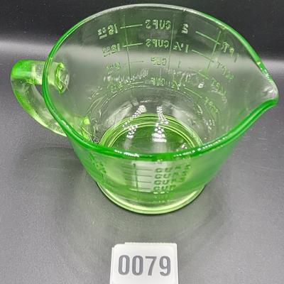Beautiful Vintage Uranium Glass Measuring Cup and Juicer