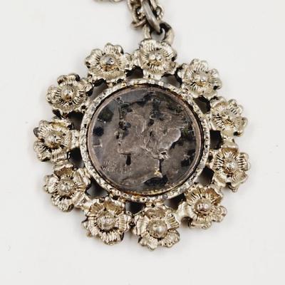 1942 MERCURY DIME PENDANT NECKLACE