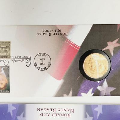 RONALD REGAN 1ST DAY ISSUE STAMPS & UNITED MINT COLLECTABLE COINS