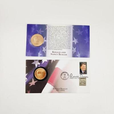 RONALD REGAN 1ST DAY ISSUE STAMPS & UNITED MINT COLLECTABLE COINS