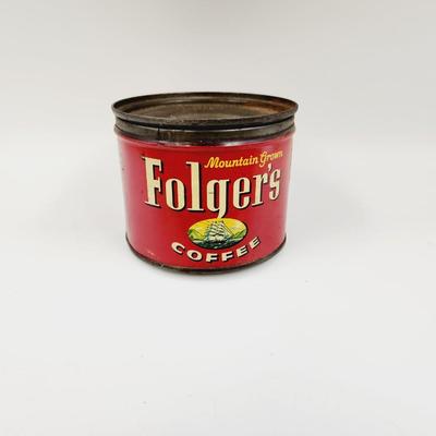 VINTAGE METAL FOLGERS COFFEE CAN