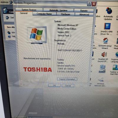 EARLY 2000S WORKIJLNG TOSHIBA LAPTOP W/ DVDR AND MORE