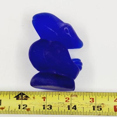 VINTAGE COLBALT BLUE COLLECTABLE GLASS JAYHAWK FIGURINE