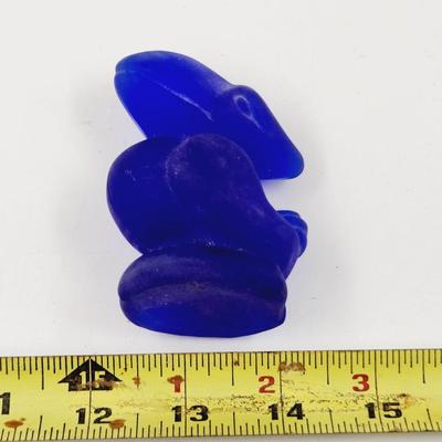 VINTAGE COLBALT BLUE COLLECTABLE GLASS JAYHAWK FIGURINE