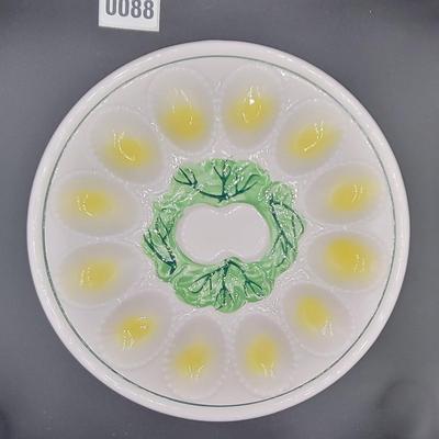Vintage Hand Painted Deviled Egg Dish