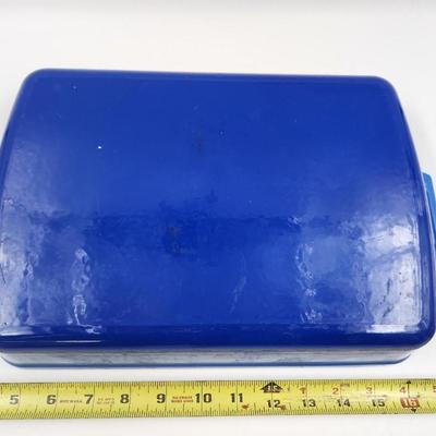 LE CREUSET STYLE STONEWARE BLUE BAKING PAN