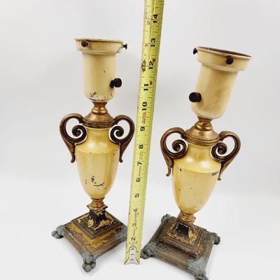 ANTIQUE ART DECO METAL LAMP PAIR