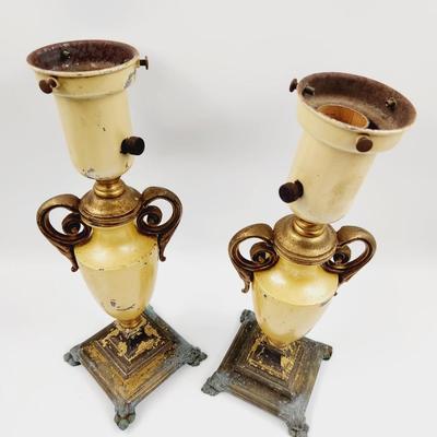 ANTIQUE ART DECO METAL LAMP PAIR