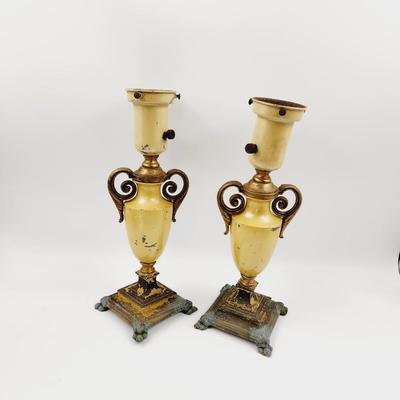 ANTIQUE ART DECO METAL LAMP PAIR