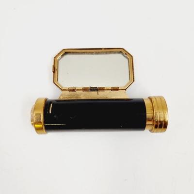 ANTIQUE FRENCH LIP STICK METAL MIRROR & HOLDER