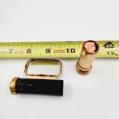 ANTIQUE FRENCH LIP STICK METAL MIRROR & HOLDER