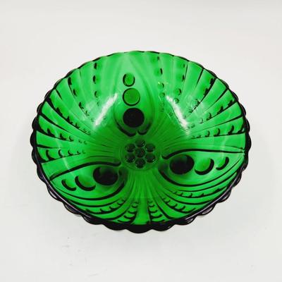 VINTAGE GREEN HOBNAIL FRUIT BOWL