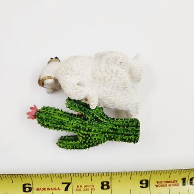 CUTE POLAR BEAR W/ CACTUS FIGURINE