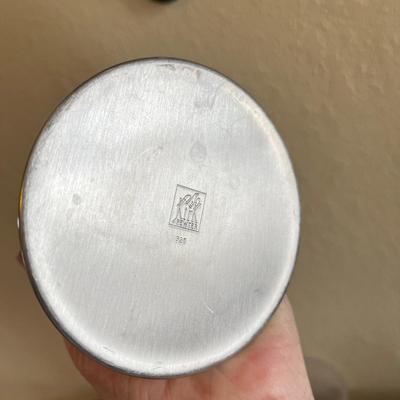 Pewter Candlesticks w/ Glass shades