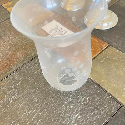 Pewter Candlesticks w/ Glass shades