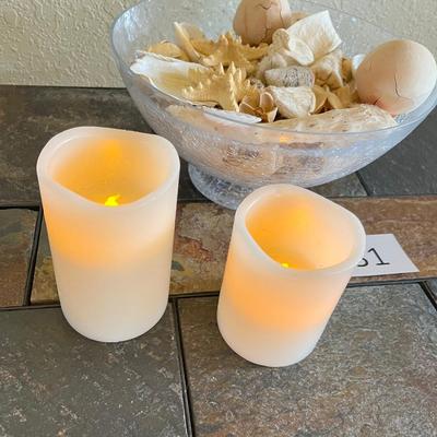 Bowl of sea shells & candles